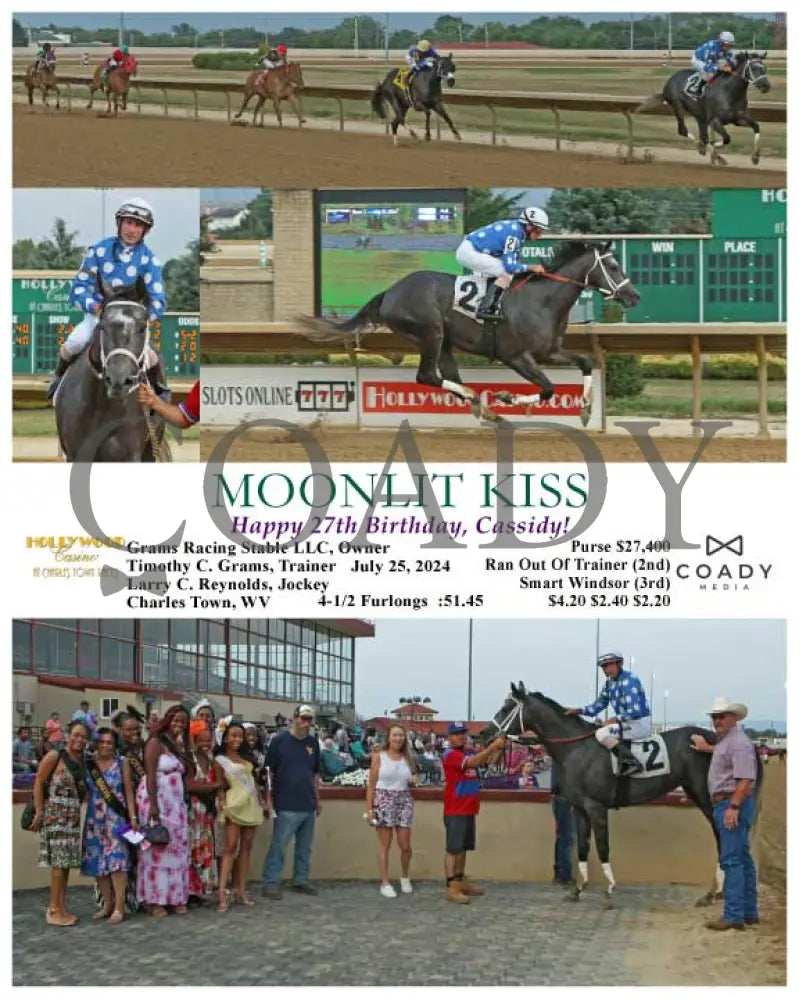 Moonlit Kiss - Happy 27Th Birthday Cassidy! 07-25-24 R02 Ct Hollywood Casino At Charles Town Races