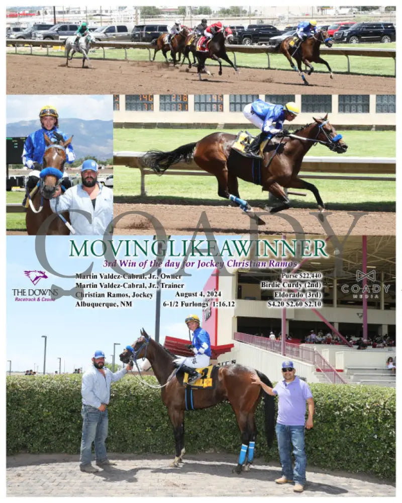 Movinglikeawinner - 3Rd Win Of The Day For Jockey Christian Ramos 08-04-24 R04 Alb Downs At