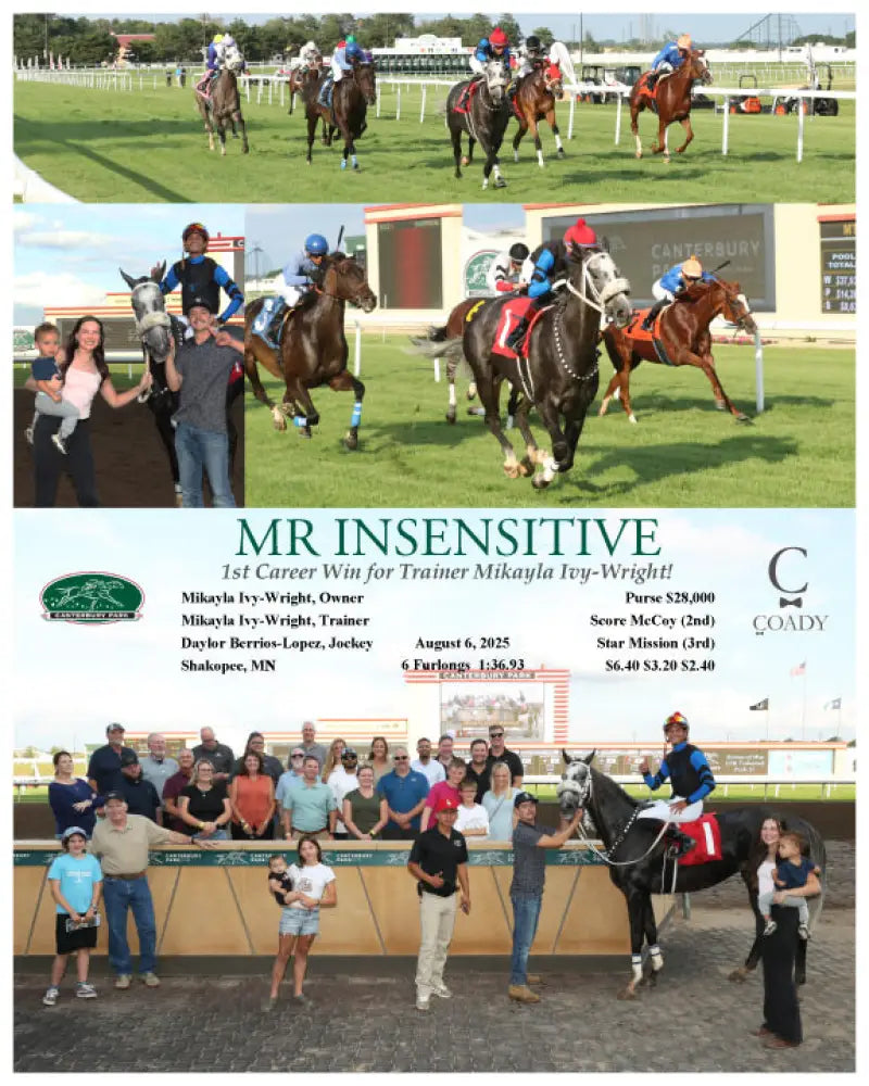 MR INSENSITIVE - 1st Career Win for Trainer Mikayla Ivy-Wright! - 08-06-25 - R04 - CBY Canterbury Park