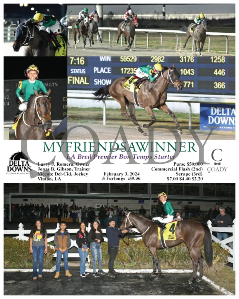 Myfriendsawinner - La Bred Premier Bon Temps Starter 02 - 03 - 24 R05 Ded Delta Downs