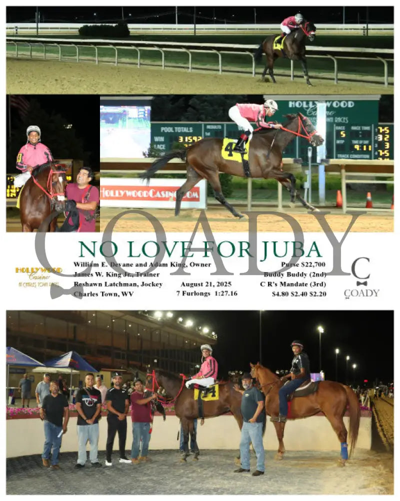 NO LOVE FOR JUBA - Trainer First Win! - 08-21-25 - R05 - CT Hollywood Casino at Charles Town Races