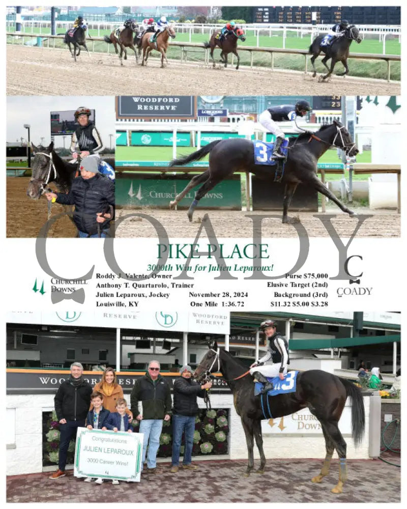 Pike Place - 3000Th Win For Julien Leparoux! 11-28-24 R03 Cd Churchill Downs