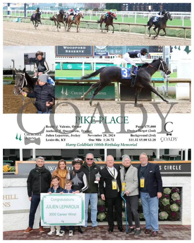 Pike Place - 3000Th Win For Julien Leparoux! 11-28-24 R03 Cd Group Churchill Downs