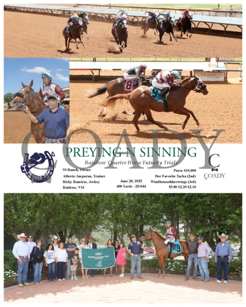 PREYING N SINNING - Rainbow Quarter Horse Futurity Trials - 06-28-25 - R02 - RUI Ruidoso Downs