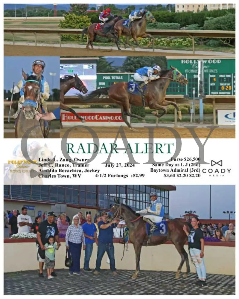 Radar Alert - 07-27-24 R03 Ct Hollywood Casino At Charles Town Races