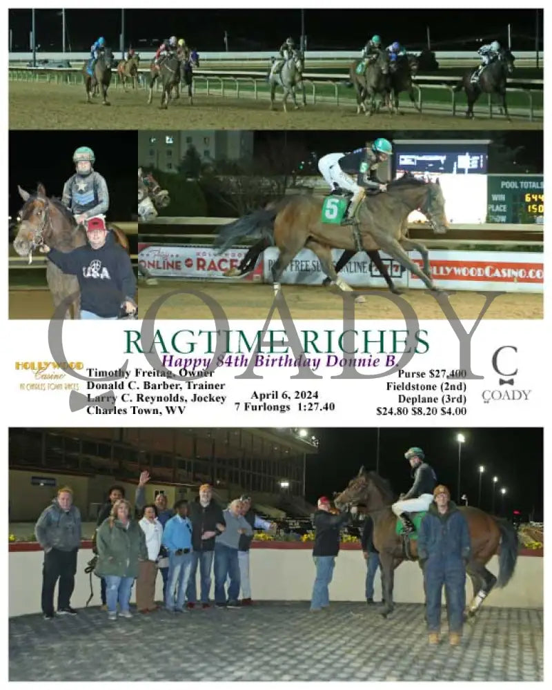 Ragtime Riches - Happy 84Th Birthday Donnie B. 04 - 06 - 24 R07 Ct Hollywood Casino At Charles Town