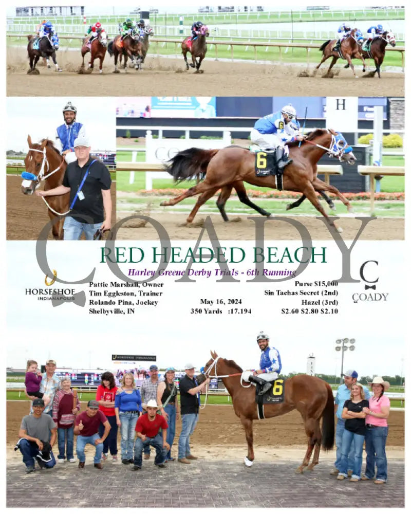 Red Headed Beach - Harley Greene Derby Trials 6Th Running 05-16-24 R10 Ind Indiana Grand