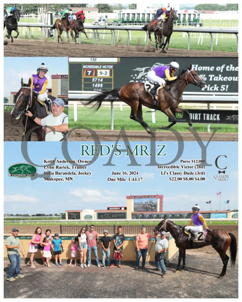 Red’s Mr. Z - 061624 Race 08 Cby Keith Anderson Owner Lynn Rarick Trainer Sofia Barandela Jockey