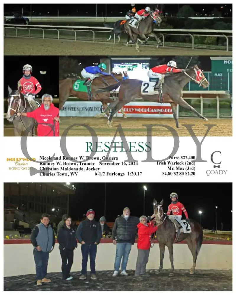 Restless - 11-16-24 R06 Ct Hollywood Casino At Charles Town Races