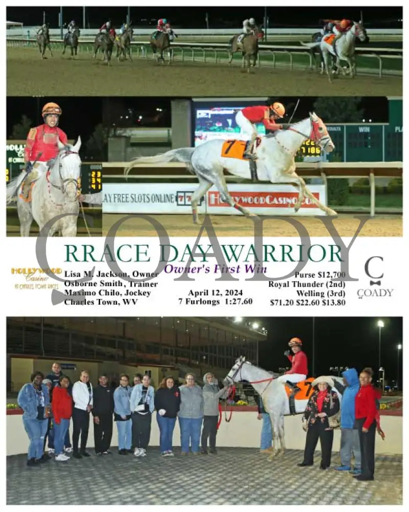 Rrace Day Warrior - Owner’s First Win 04 - 12 - 24 R08 Ct Hollywood Casino At Charles Town Races