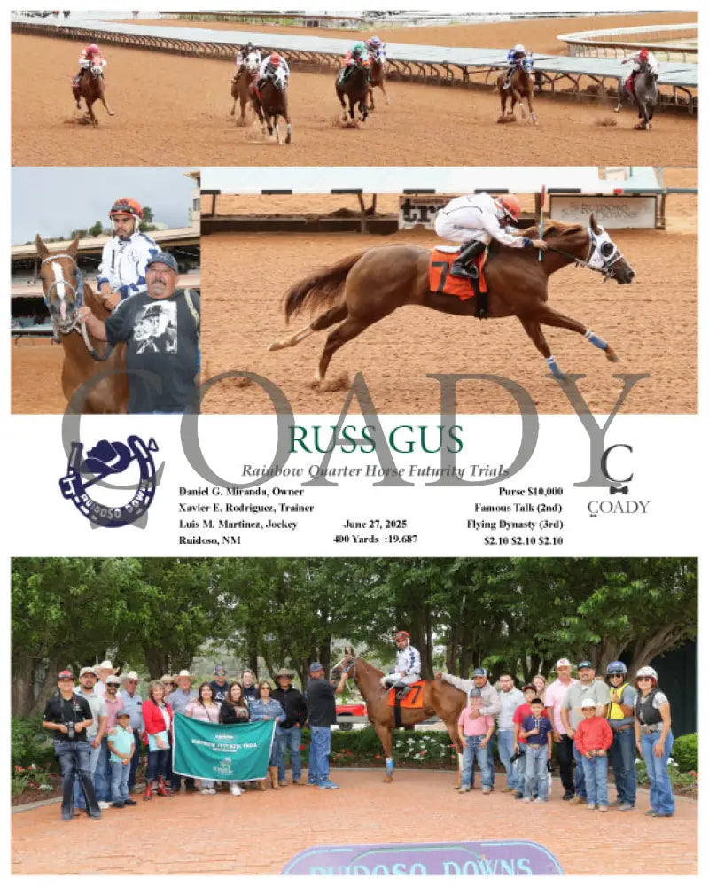 RUSS GUS - Rainbow Quarter Horse Futurity Trials - 06-27-25 - R07 - RUI Ruidoso Downs