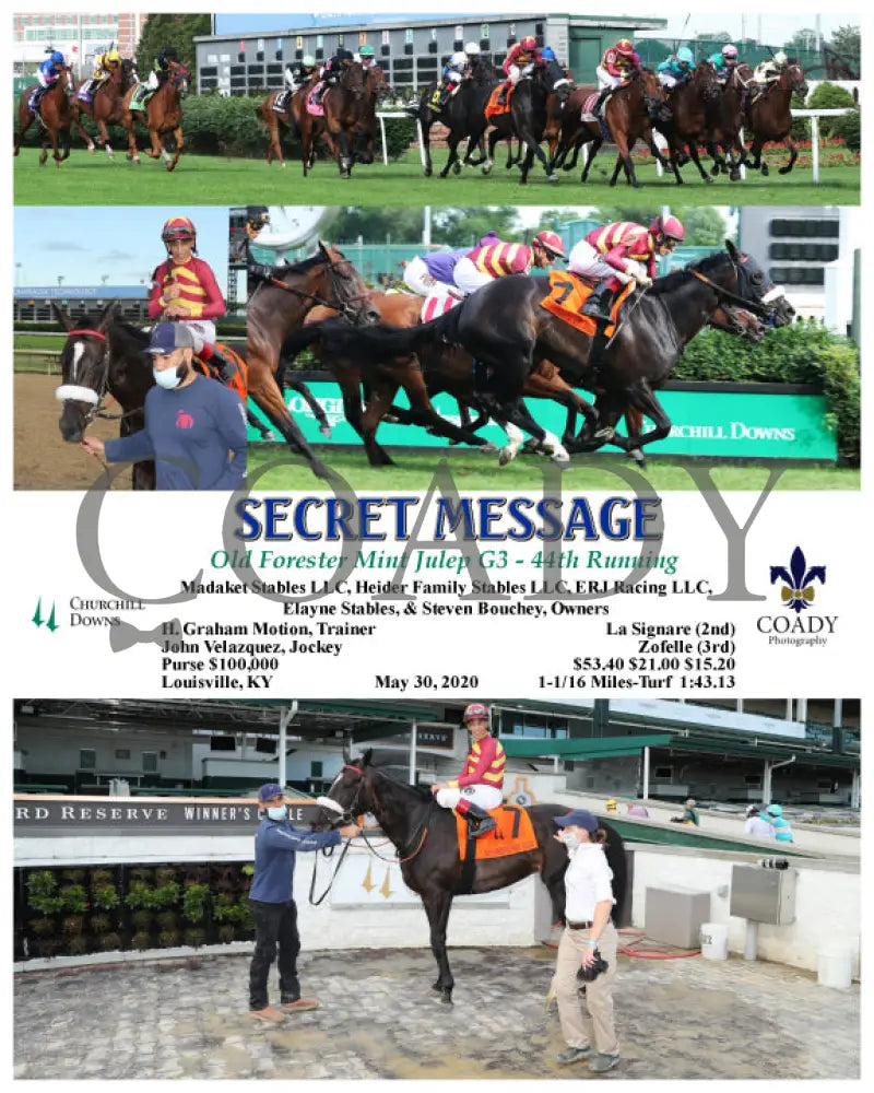 Secret Message - Old Forester Mint Julep G3 44Th Running 05-30-20 R11 Cd Churchill Downs