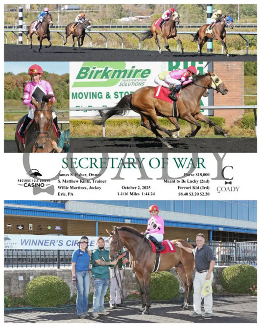 SECRETARY OF WAR - 10-02-25 - R01 - PID Presque Isle Downs