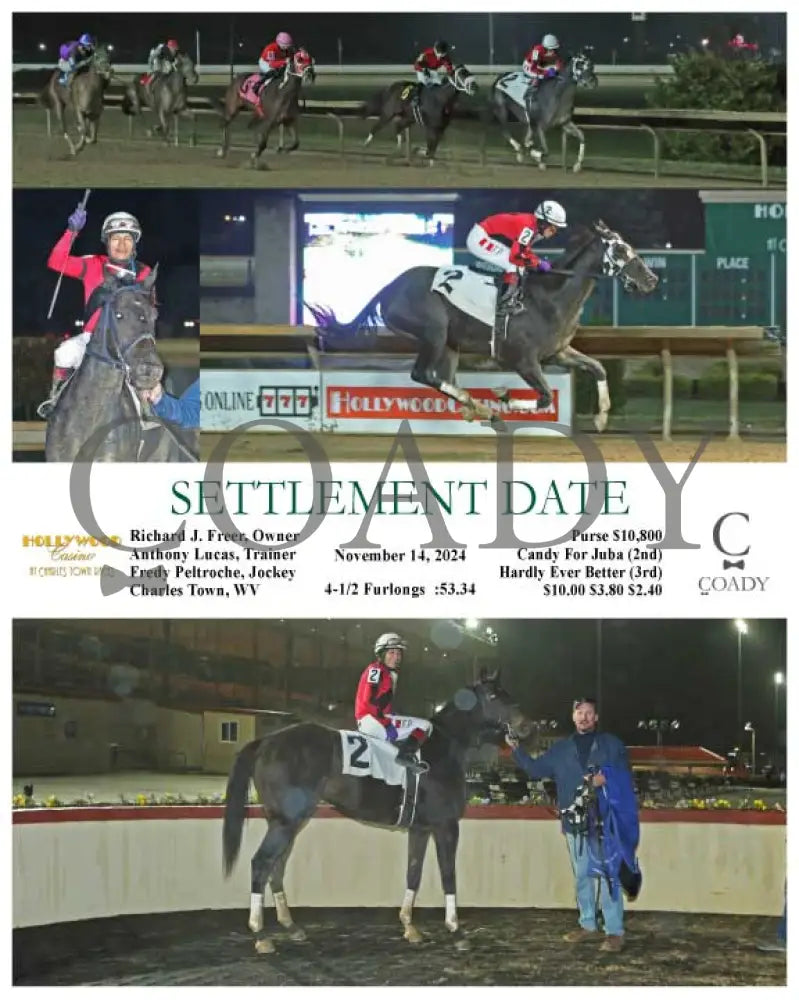 Settlement Date - 11-14-24 R08 Ct Hollywood Casino At Charles Town Races