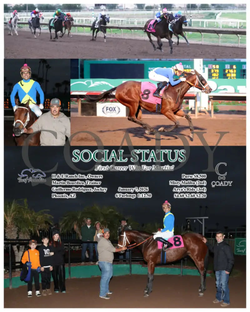 SOCIAL STATUS - First Career Win For Trainer Martin Bourdieu! - 01-07-26 - R08 - TUP - Coady Media - Kurtis Coady Photography