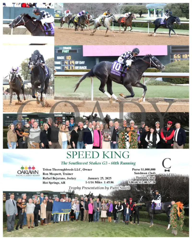 SPEED KING - The Southwest Stakes G3 - 60th Running - 01-25-25 - R10 ...