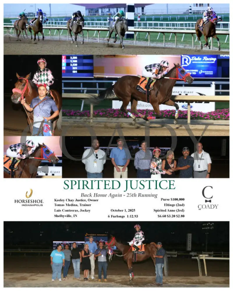 SPIRITED JUSTICE - Back Home Again - 25th Running - 10-01-25 - R11 - IND Indiana Grand