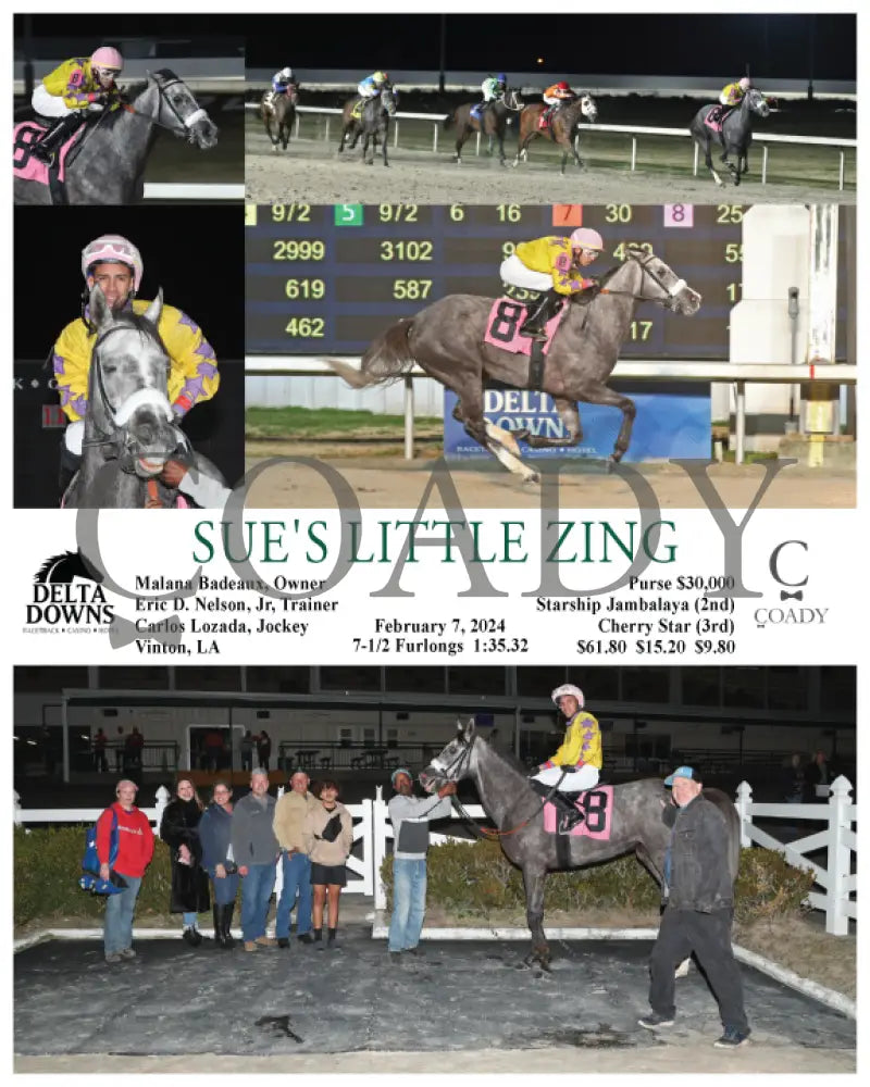 Sue’s Little Zing - 02 - 07 - 24 R06 Ded Delta Downs