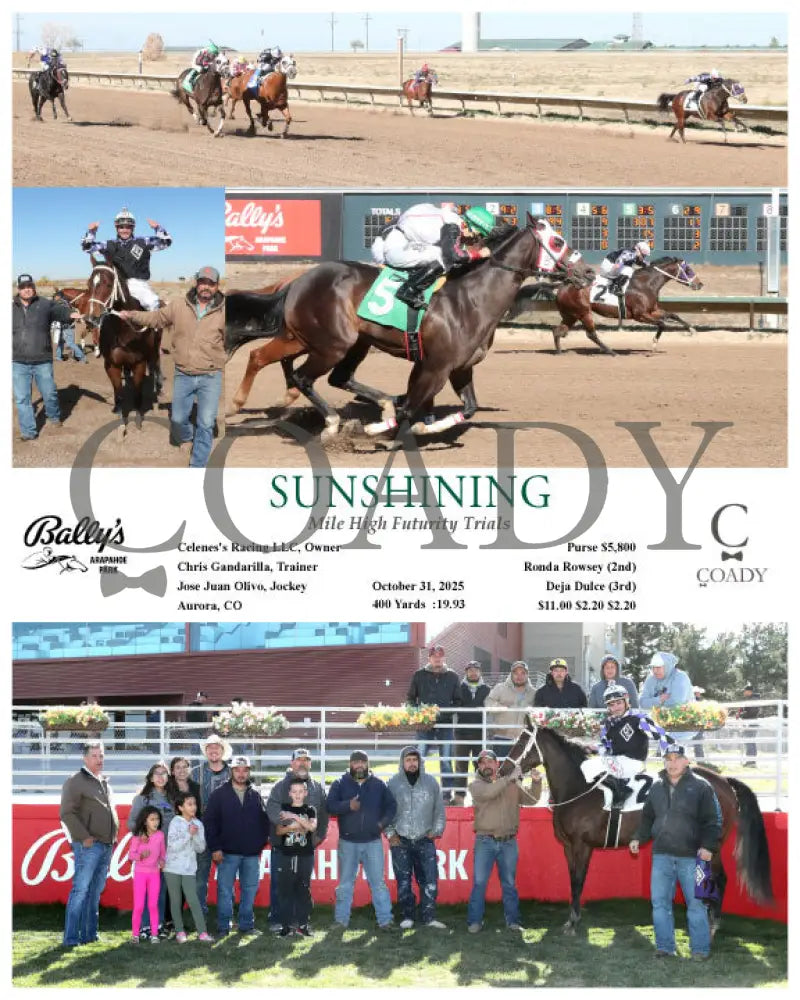 SUNSHINING - Mile High Futurity Trials - 10-31-25 - R01 - ARP Arapahoe Park