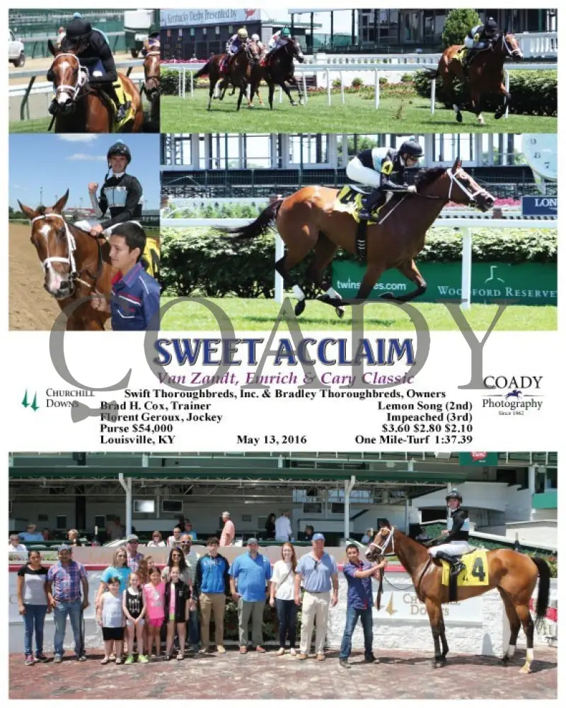 Sweet Acclaim - 051316 Race 04 Cd Churchill Downs