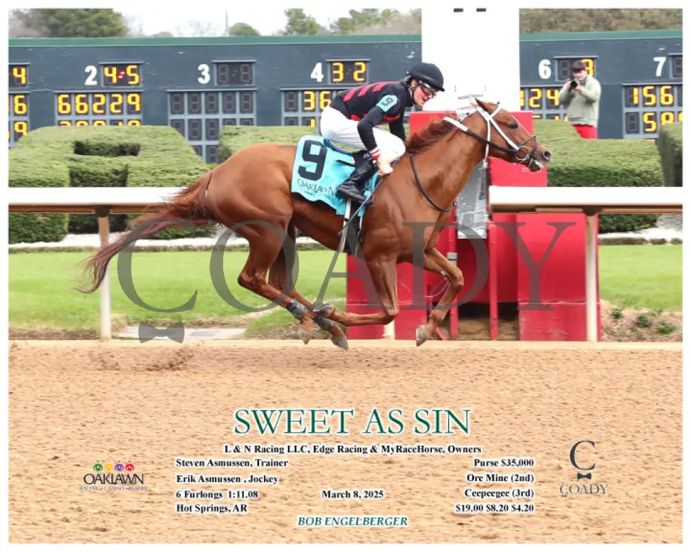 SWEET AS SIN - 03-08-25 - R06 - OP - Finish 01 Oaklawn Park