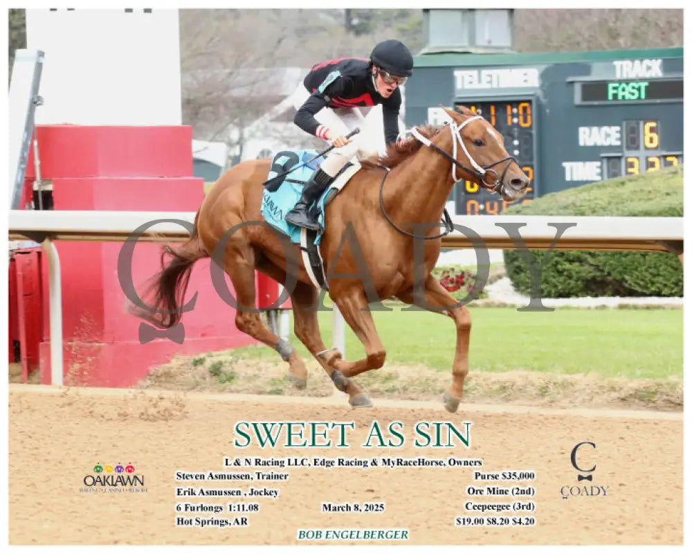 SWEET AS SIN - 03-08-25 - R06 - OP - Finish 02 Oaklawn Park
