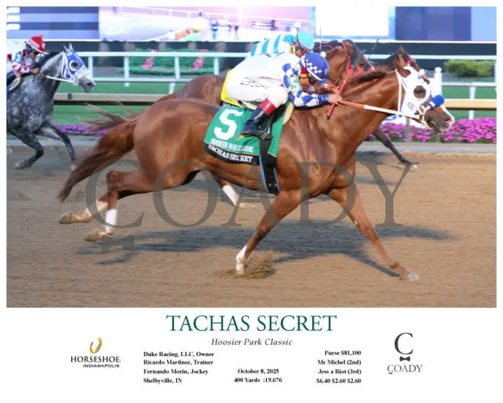 TACHAS SECRET - Hoosier Park Classic - 10-08-25 - R10 - IND - Action Indiana Grand