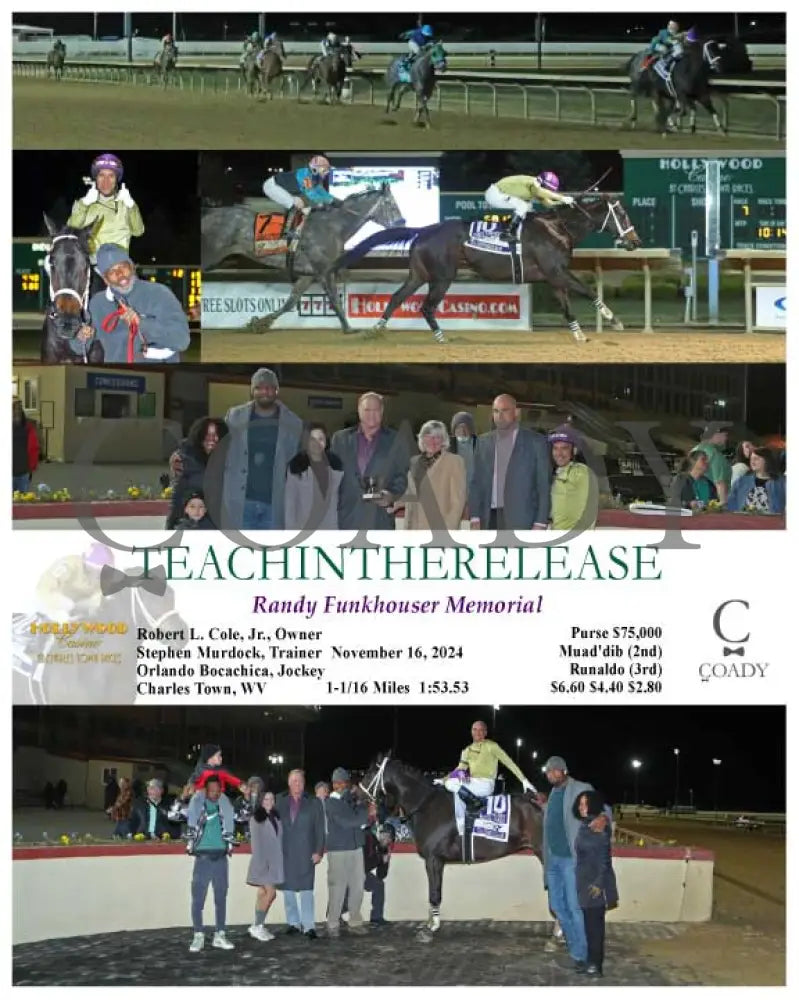 Teachintherelease - Randy Funkhouser Memorial 11-16-24 R07 Ct Hollywood Casino At Charles Town Races