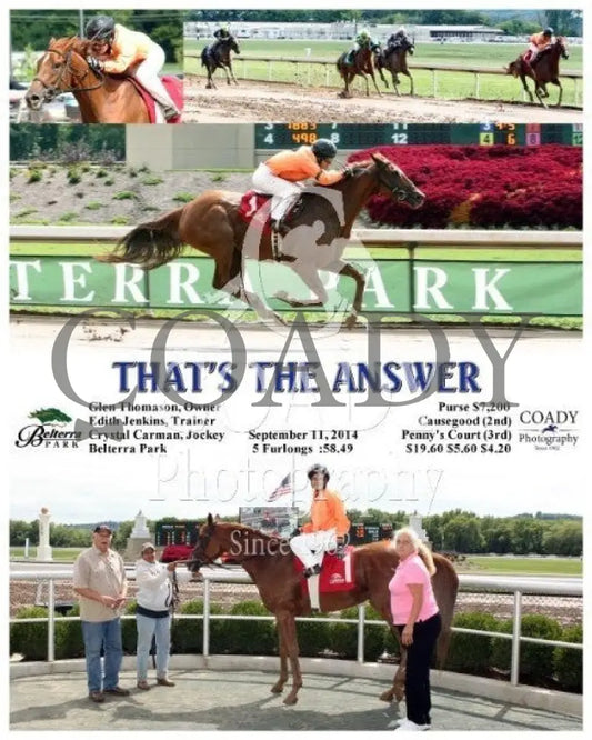That’s The Answer - 091114 Race 03 Btp Belterra Park
