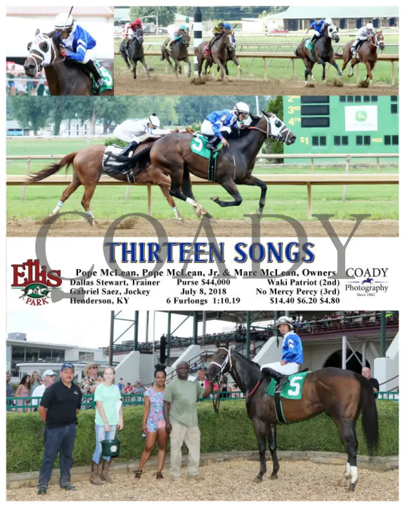 Thirteen Songs - 070818 Race 07 Elp Ellis Park