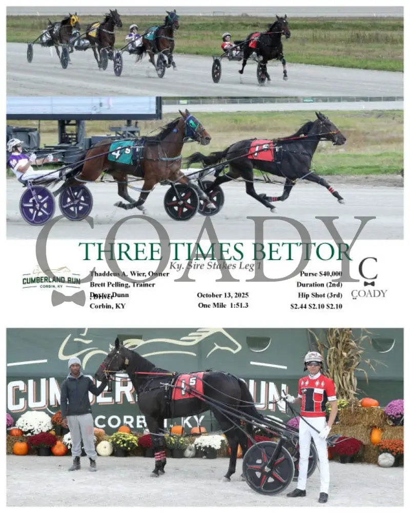 THREE TIMES BETTOR - Ky. Sire Stakes Leg 1 - 10-13-25 - R05 - CMR Presque Isle Downs