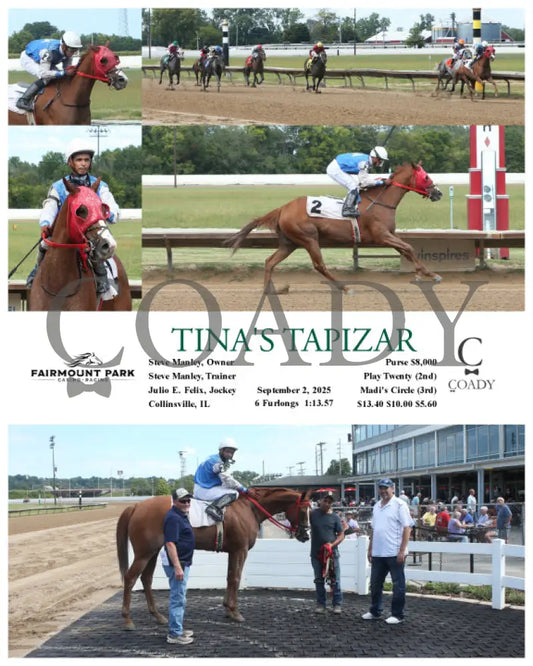 TINA’S TAPIZAR 09 02 25 R02 FP Fanduel Sportsbook Horse Racing