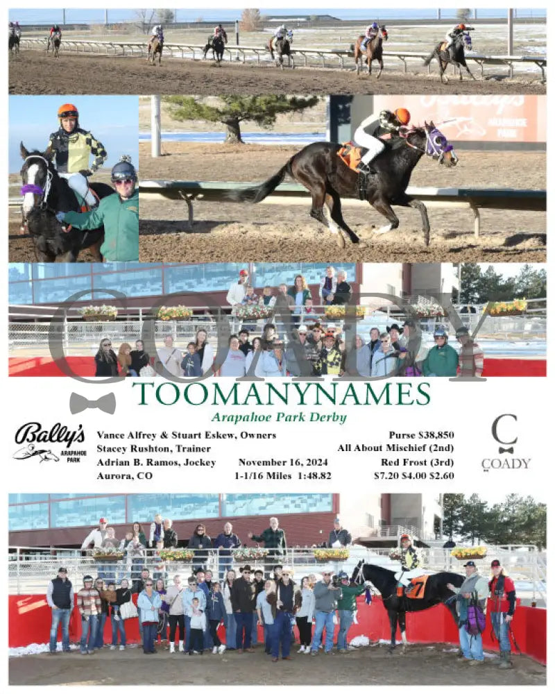 Toomanynames - Arapahoe Park Derby 11-16-24 R07 Arp