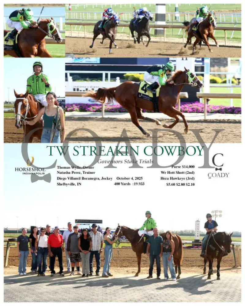 TW STREAKIN COWBOY - Governors Stake Trials - 10-04-25 - R02 - IND Indiana Grand