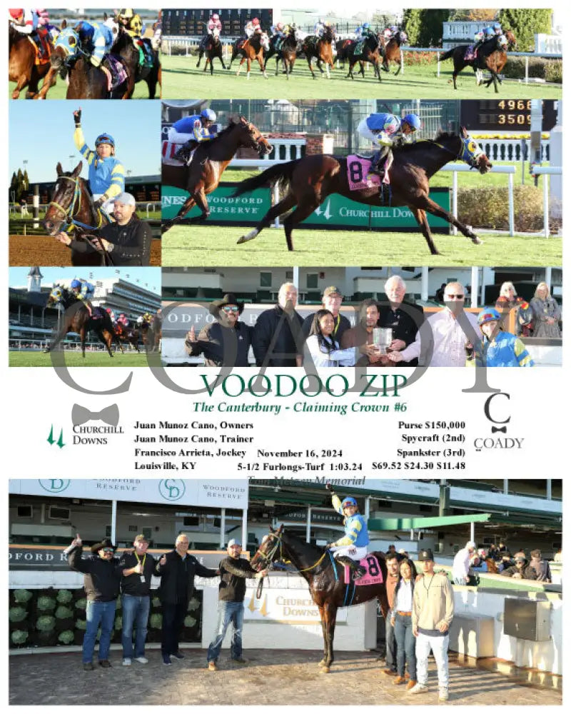 Voodoo Zip - The Canterbury Claiming Crown #6 11-16-24 R08 Cd Churchill Downs