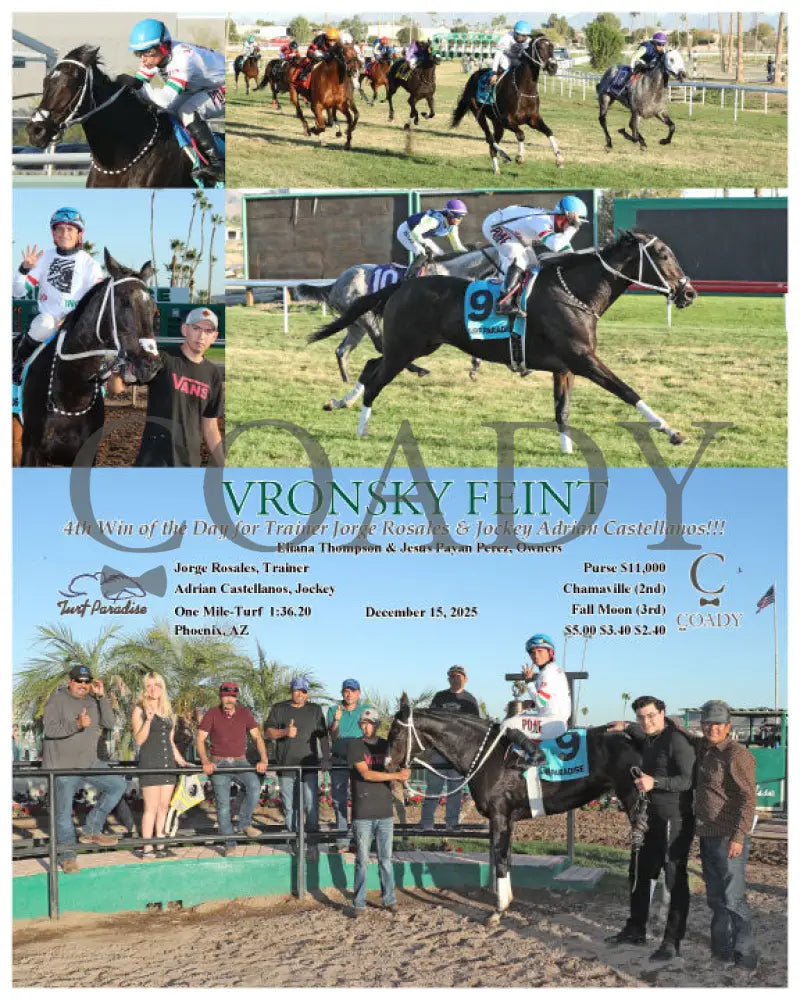 VRONSKY FEINT - 4th Win of the Day for Trainer Jorge Rosales & Jockey Adrian Castellanos!!! - 12-15-25 - R07 - TUP - Coady Media - Kurtis Coady Photography