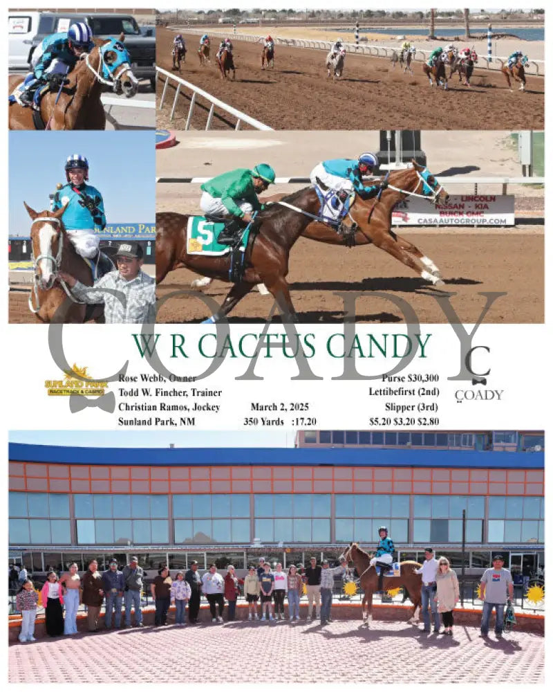 W R CACTUS CANDY - 3rd Win of the day for Jockey Christian Ramos - 03-02-25 - R05 - SUN Sunland Park