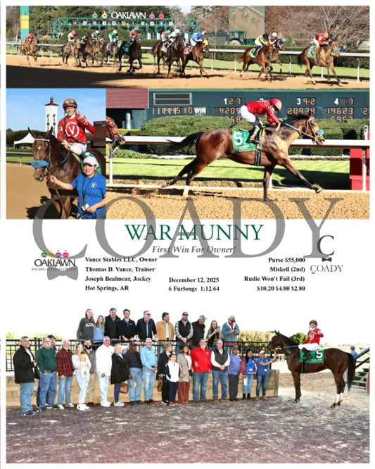 WAR MUNNY - First Win For Owner! - 12-12-25 - R05 - OP Oaklawn Park