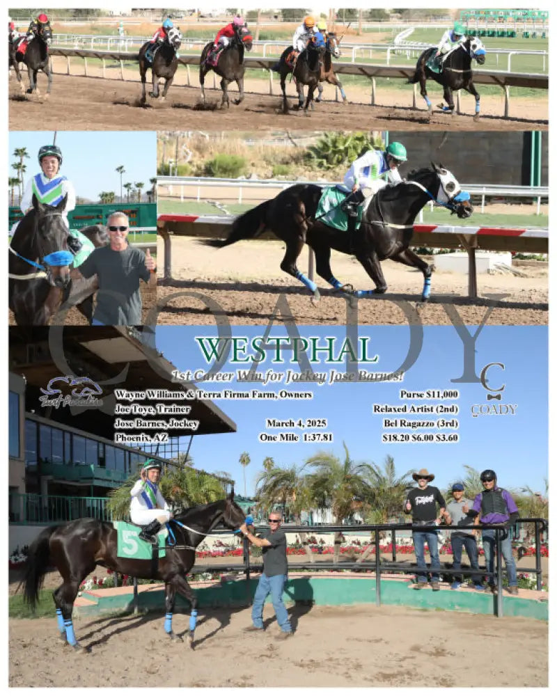 WESTPHAL - 1st Career Win for JockeyJose Barnes! - 03-04-25 - R07 - TUP Turf Paradise