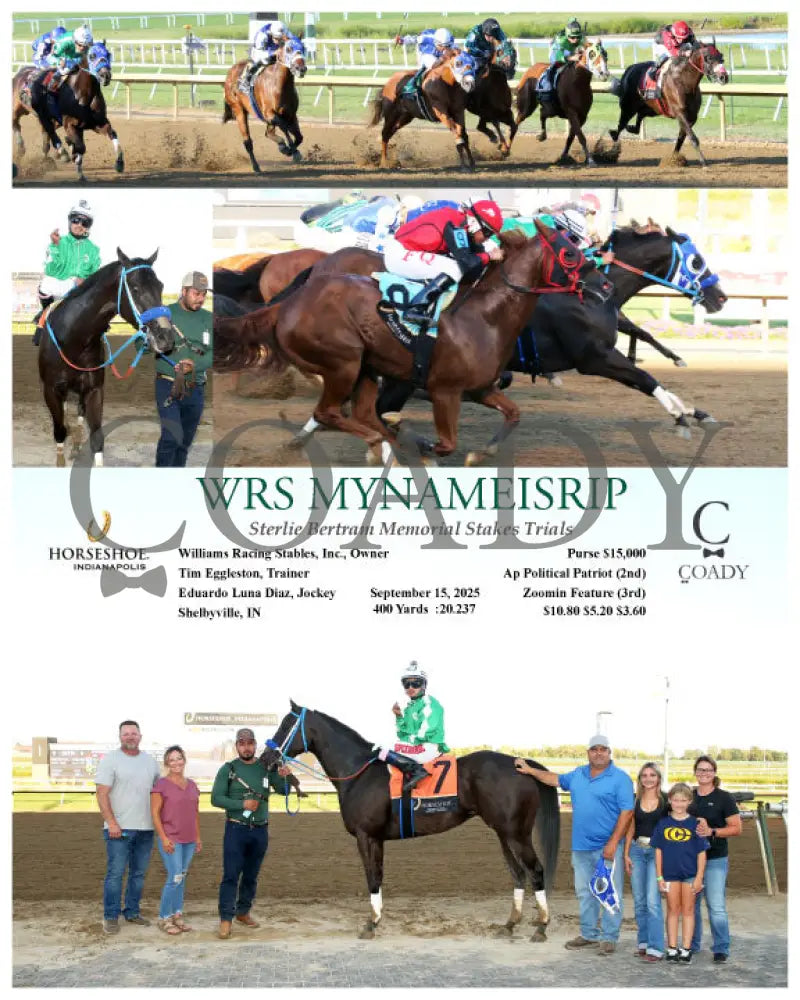 WRS MYNAMEISRIP - Sterlie Bertram Memorial Stakes Trials - 09-15-25 - R09 - IND Indiana Grand
