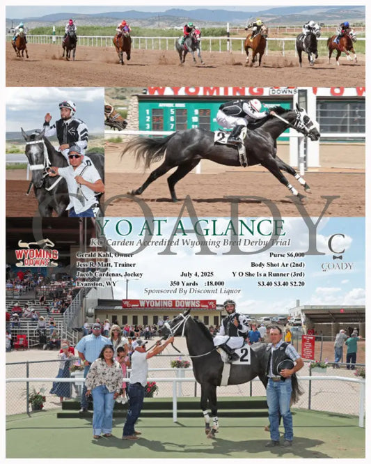 Y O AT A GLANCE - KC Carden Accredited Wyoming Bred Derby Trial - 07-04-25 - R02 - WYO Wyoming Downs