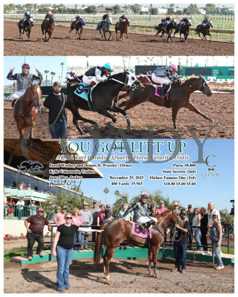 YOU GOT LITT UP - AQRA Turf Paradise Quarter Horse Futurity Trials - 11-29-25 - R01 - TUP - Coady Media - Kurtis Coady Photography